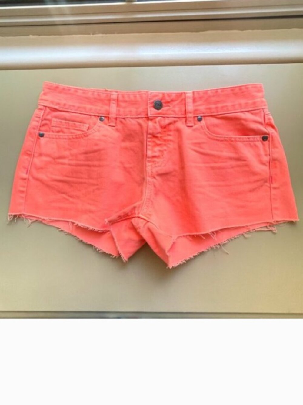 New Victoria's Secret PINK Shorts Denim Style Hot Neon Coral Orange Size 4